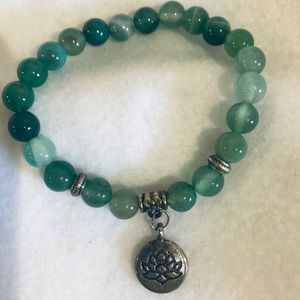 Women’s Asian Made Green Onyx Bead Bracelet With Charm